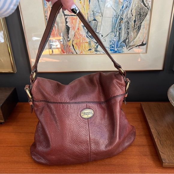 FOSSIL Fold over Crossbody/Shoulder bag preloved Vintage Leather - Picture 15 of 16